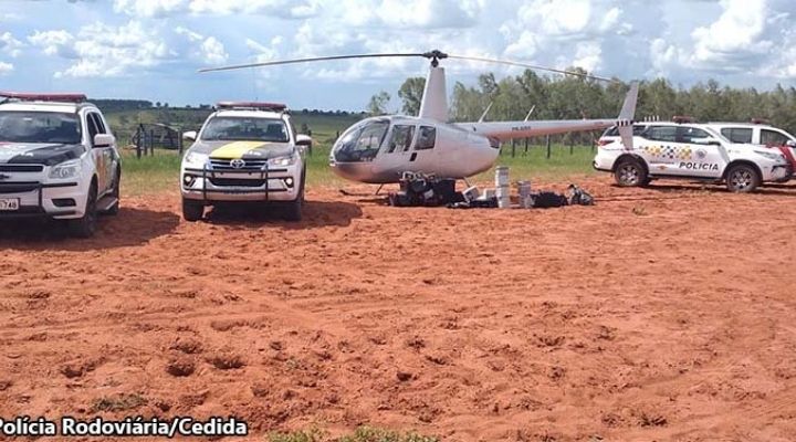 Operação policial apreende helicóptero e mais de 200 kg de cocaína em Quatá