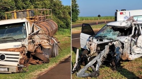 Acidente entre carro e caminhão deixa motorista morto e caminhoneiro ferido em rodovia