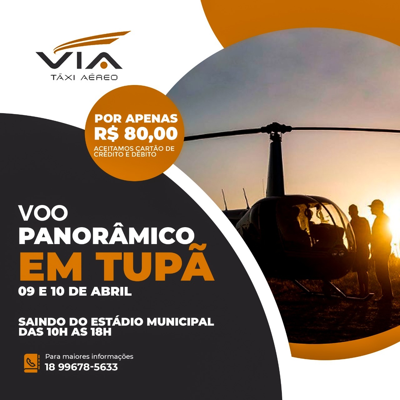 Empresa fará voos de helicóptero em Tupã neste fim de semana