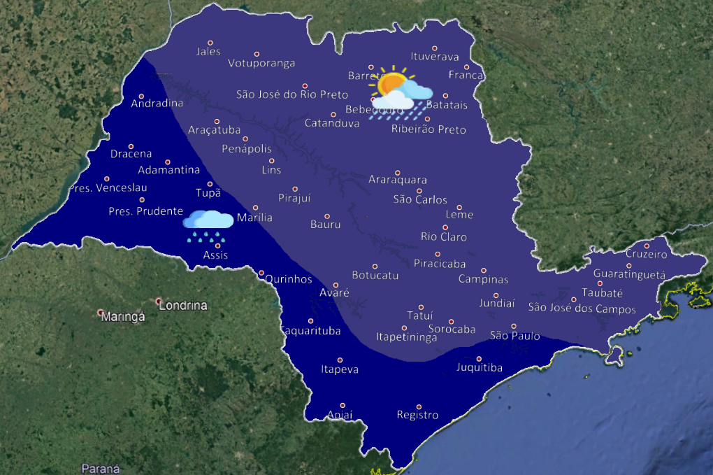 Sábado começa com chuvas em Tupã; motivo é passagem frente fria pelo oceano