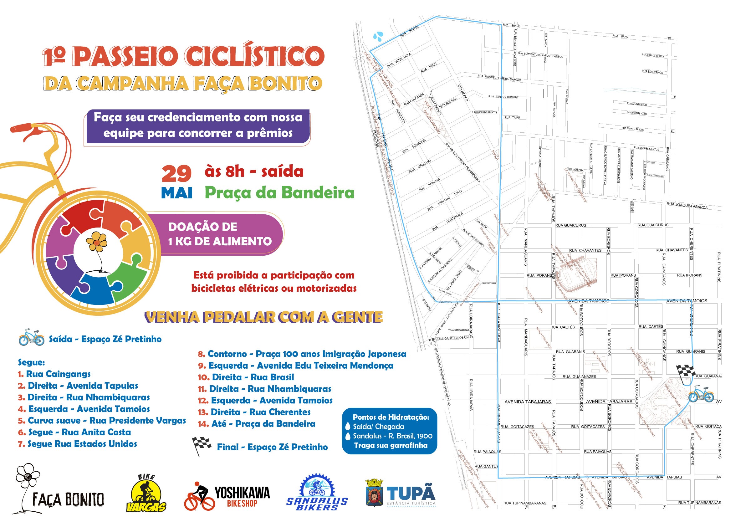 Passeio Ciclístico da Campanha Faça Bonito será neste domingo em Tupã