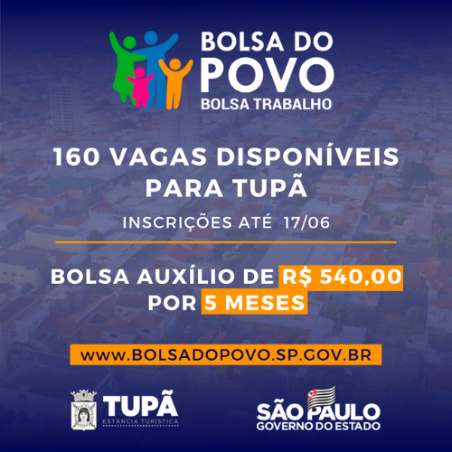 Programa Bolsa Trabalho recebe inscrições até sexta-feira (17)