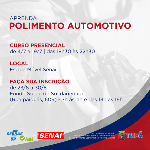 Tupã terá curso de qualificação para polimento automotivo