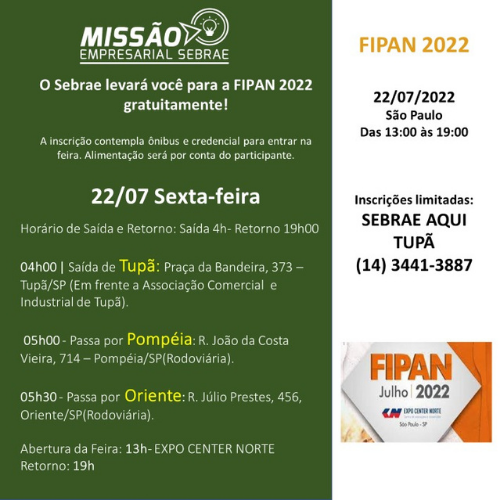 Sebrae abre inscrições para empreendedores da panificação participarem da FIPAN