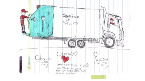 Menino de 7 anos surpreende coletores de lixo com homenagem em carta:  Amo o trabalho de vocês