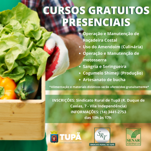 Sindicato Rural abre inscrições para 6 cursos gratuitos