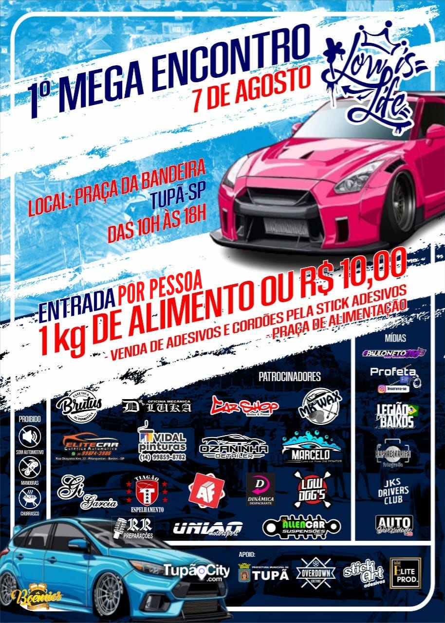 1º mega encontro Low Is Life de carros rebaixados ou modificados será neste domingo (7/8)