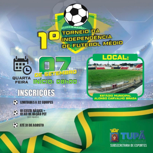 Tupã terá torneio de futebol amador no dia 7 de setembro