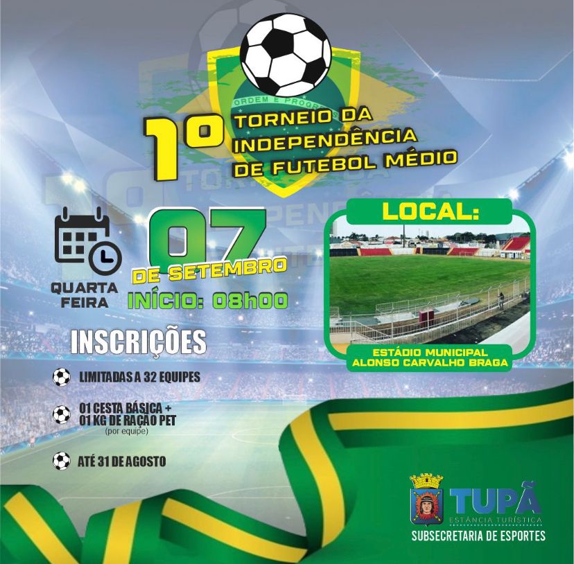 Tupã terá torneio de futebol amador no dia 7 de setembro
