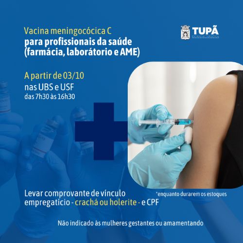 Vacina contra meningite será aplicada em profissionais da saúde