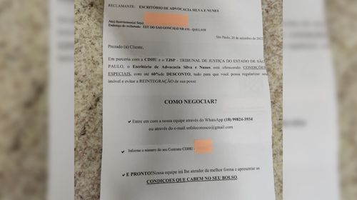 Golpistas enviam carta que concede desconto em dívida na CDHU para moradores de Tupã