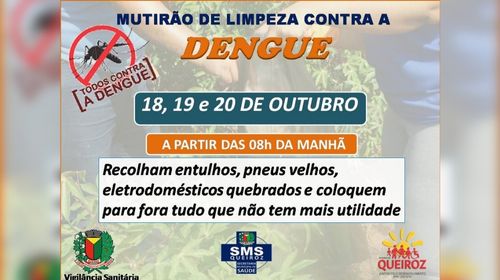 Queiroz realiza mutirão de limpeza em 18, 19 e 20 de outubro