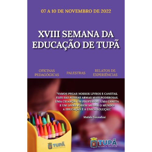 Tupã terá 18ª Semana da Educação de 7 a 10 de novembro