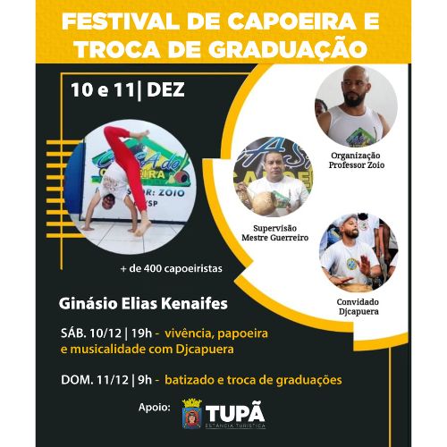 Cultura apoia Festival que reunirá mais de 400 capoeiristas em Tupã