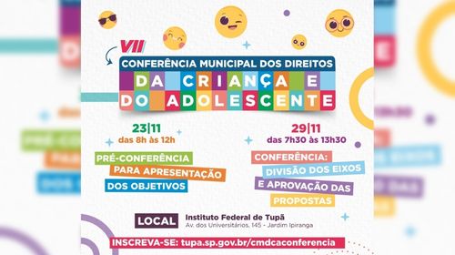 CMDCA convida para Conferência Municipal pelos Direitos da Criança e do Adolescente