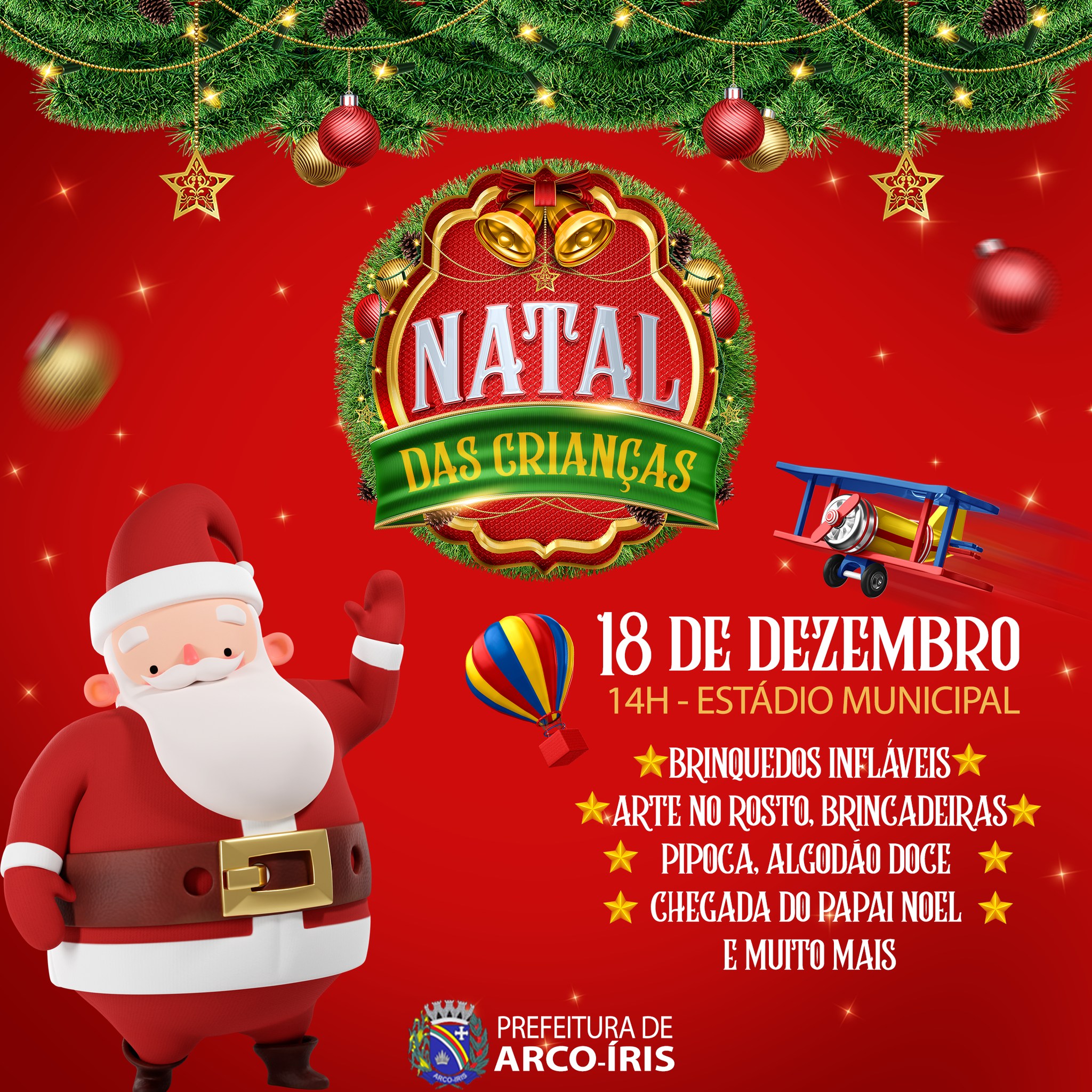 Arco-Íris promove  Natal das Crianças  neste domingo (18) a partir das 14h