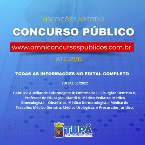 Prefeitura de Tupã abre novo concurso para áreas da saúde, educação e direito (Foto/Arquivo)