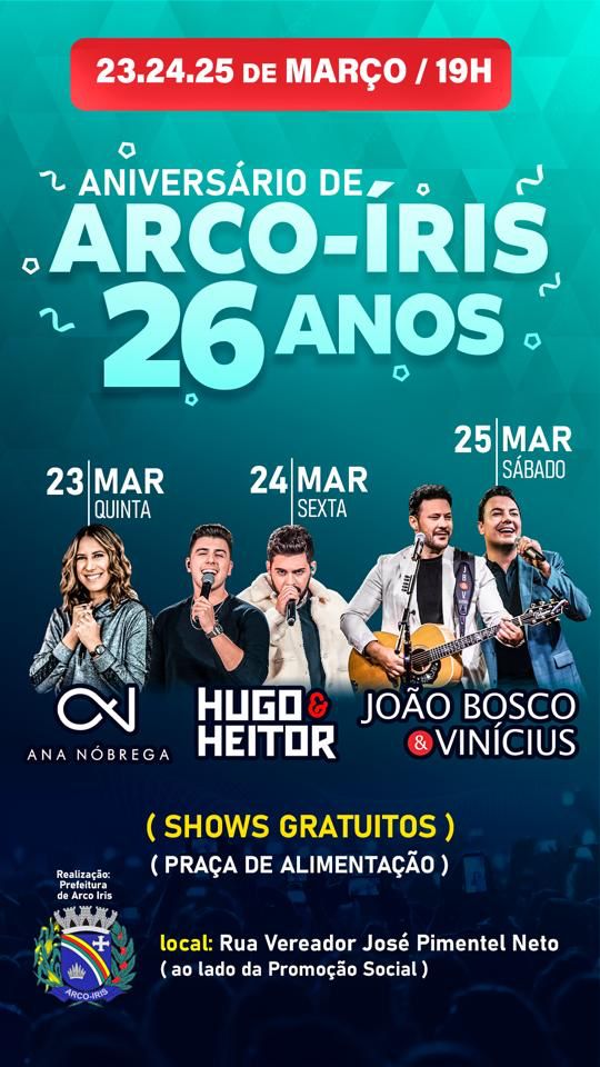 Aniversário de Arco-Íris terá show especial de João Bosco e Vinicius