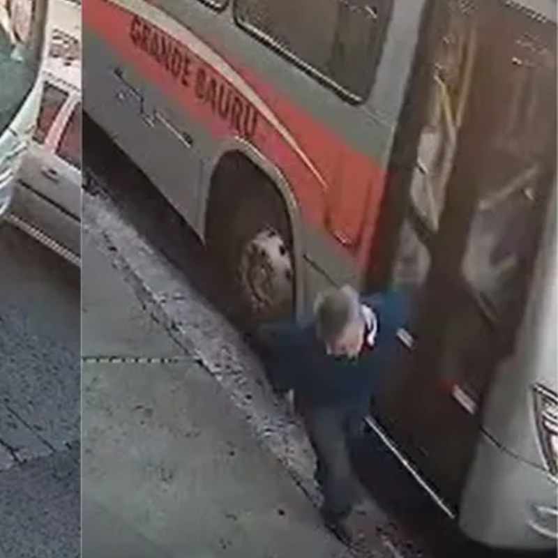 Homem é atropelado por ônibus enquanto retirava folha de árvore da calçada no interior de SP