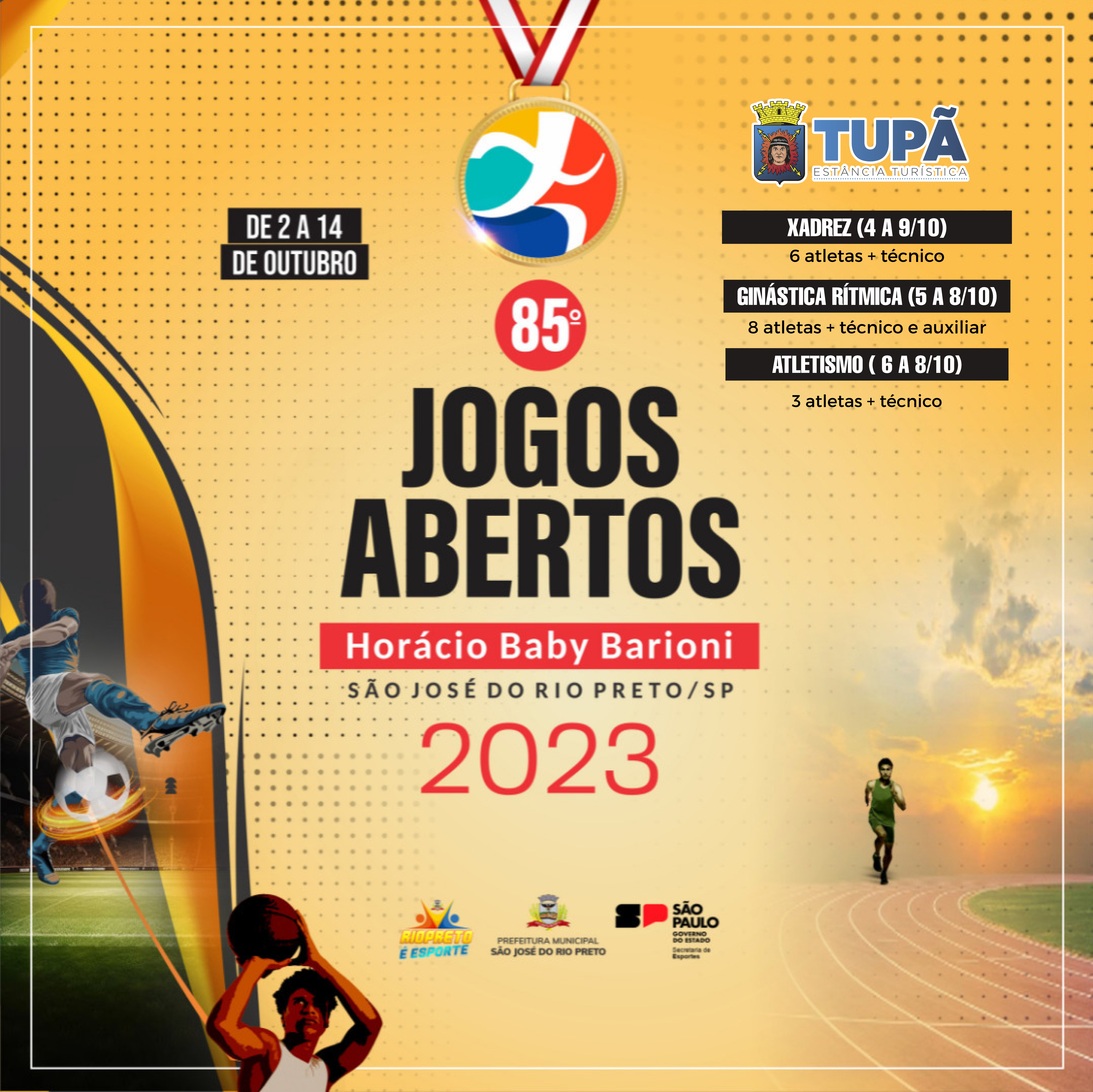 Tupã participará dos Jogos Abertos com delegação composta por 17 atletas