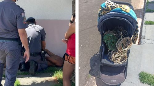 Casal é preso utilizando carrinho de bebê para furtar fios em Tupã