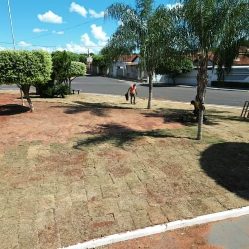 Queiroz investe em melhoria de espaços comunitários com plantio de grama na Praça Ademir de Andrade
