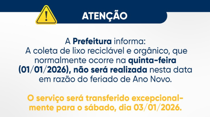 Prefeitura altera Coleta de Lixo orgânico e reciclável no feriado