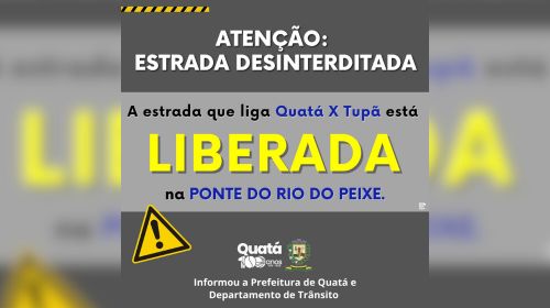 Estrada entre Quatá e Tupã está liberada na ponte do Rio do Peixe