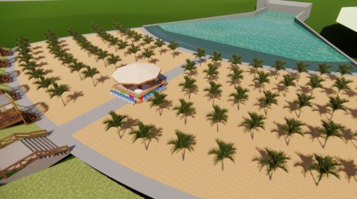 Eco Thermas Tupã faz o interior virar praia com piscina de ondas e 70 coqueiros