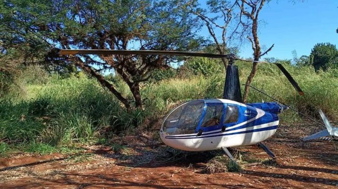 PM apreende helicóptero com carga de maconha perto de Salto Grande