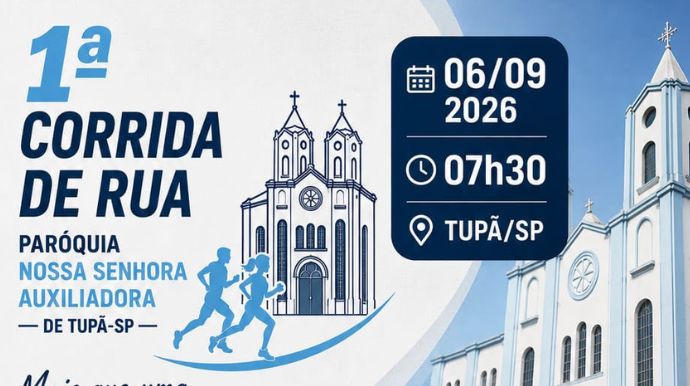 1ª Corrida e Caminhada da Paróquia Nossa Senhora Auxiliadora será dia 6 de setembro em Tupã
