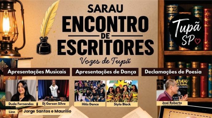 Sarau “Vozes de Tupã” reúne escritores e artistas neste sábado no Teatro Municipal