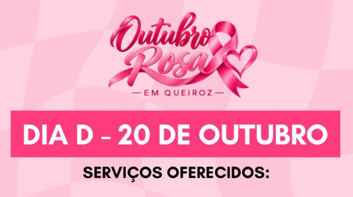 Outubro Rosa: Queiroz realiza Dia D com exames, testes rápidos e atendimentos gratuitos nesta terça-feira